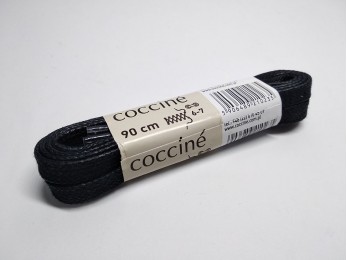 Шнурки для взуття "Coccine" прошкірені, плоскі, чорні (29)  