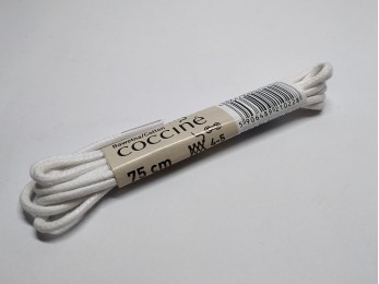 Шнурки для взуття "Coccine" прошкірені, круглі, білі 75см (47)  