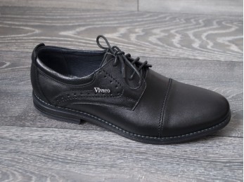 Туфлі чоловічі класичні шкіра на шнурках чорні (710)