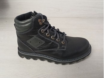 Ботинки мужские кожа + шерсть черные зима (913)