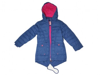 Куртка для дівчинки синя+рожева підкладка (452)