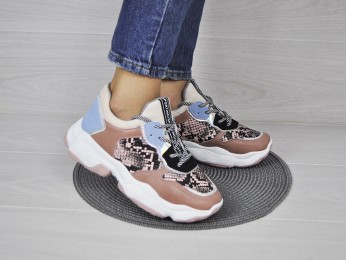 Кросівки жіночі на платформі пудра (2191)