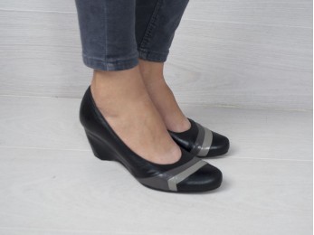 Туфлі жіночі чорні + сірі (1133)