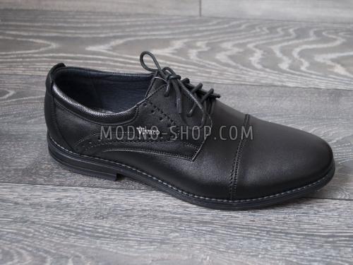 Туфли мужские классические кожа на шнурках черные (710)