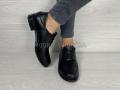 Туфли женские на шнурках кожа черные (2326)
