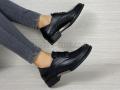 Туфлі жіночі на шнурках шкіра чорні (2326)