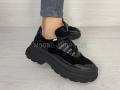 Кроссовки на шнурках черные (2331)