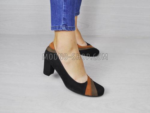 Туфли женские замшевые черные (1131)