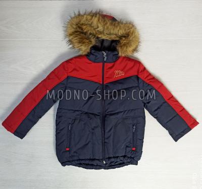 Куртка для мальчика зима синяя + красный (693)