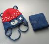 Набор шапка + шарф для мальчика синий + красный (894/2)