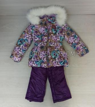 Костюм: куртка + комбинезон для девочки зима фиолетовый (719)