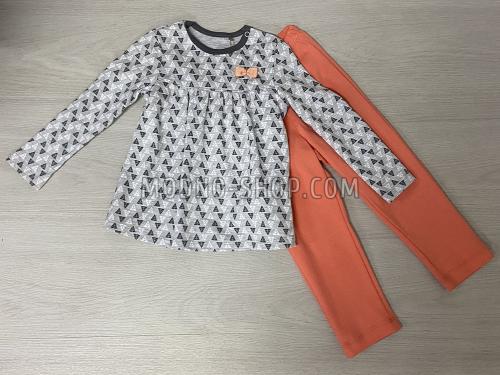 Пижама для девочки серый + оранжевый (1042/9)