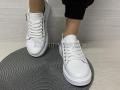 Кроссовки на шнурках кожа белые (1084)
